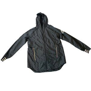 Adidas Black Windbreaker Jacket w/ Hood Zip Pockets & Mesh Lining Medium